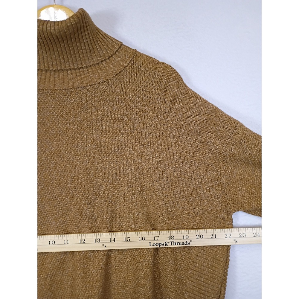 Dark Academia Emily Daniels Women Size Large Camel Brown Turtleneck Knit Sweater - Picture 5 of 9